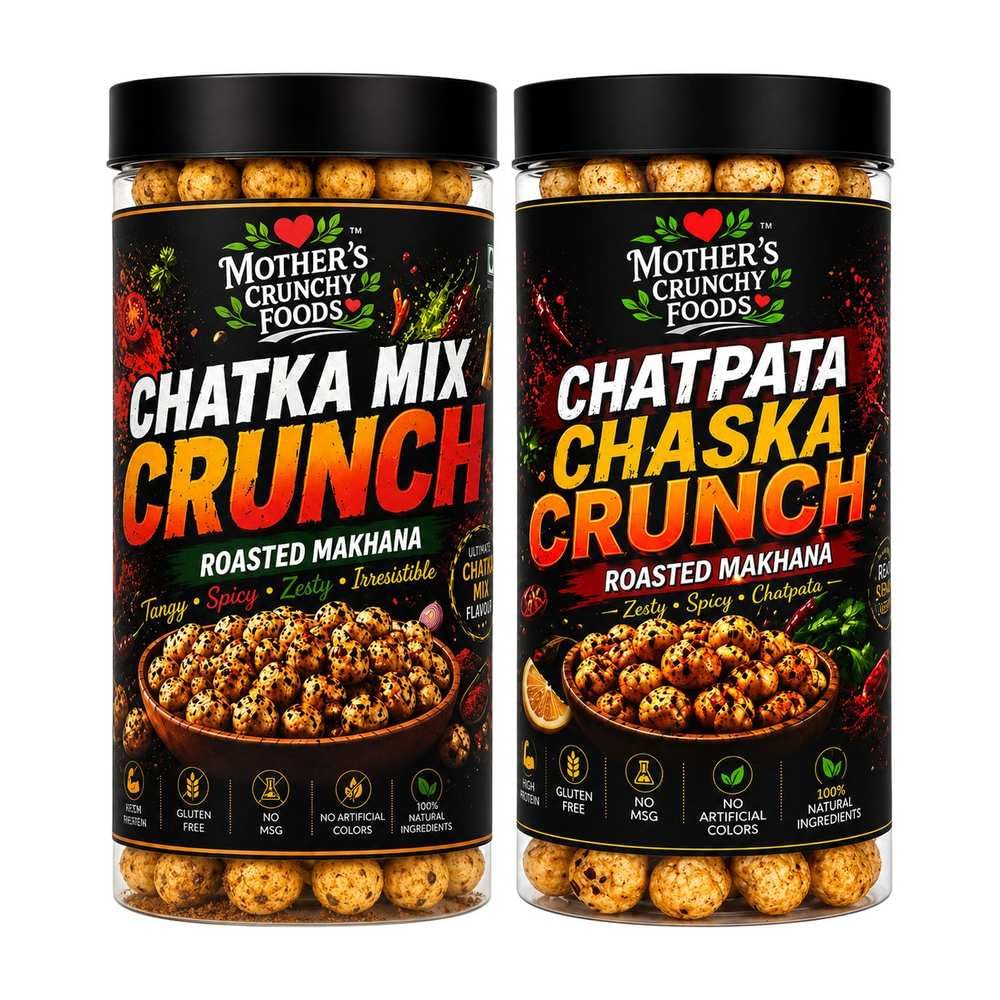 Chatka Mix Crunch Makhana + Chatpata Chaska Crunch Makhana Combo Pack of 2