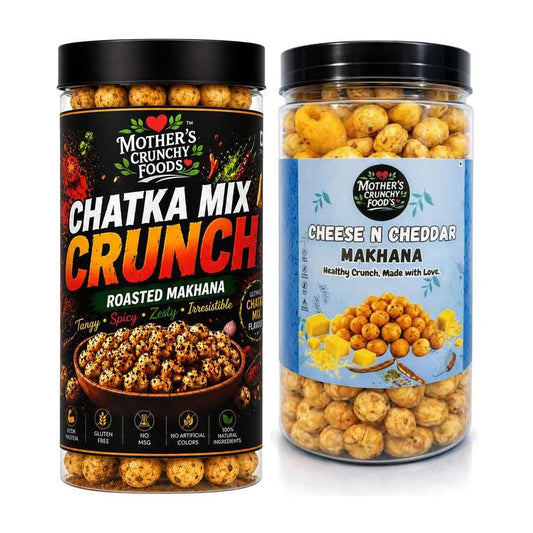 Chatka Mix Crunch Makhana + Cheese N Cheddar Makhana Combo Pack of 2