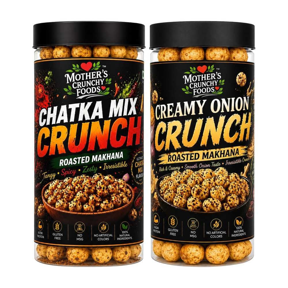 Chatka Mix Crunch Makhana + Creamy Onion Crunch Makhana Combo Pack of 2