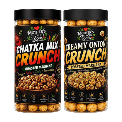 Chatka Mix Crunch Makhana + Creamy Onion Crunch Makhana Combo Pack of 2