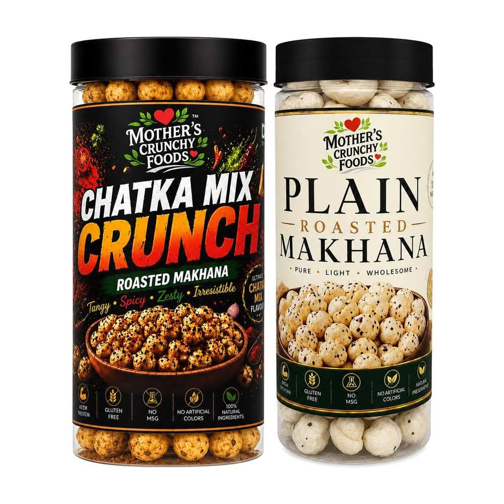 Chatka Mix Crunch Makhana + Plain Roasted Makhana Combo Pack of 2