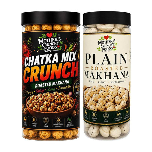 Chatka Mix Crunch Makhana + Plain Roasted Makhana Combo Pack of 2