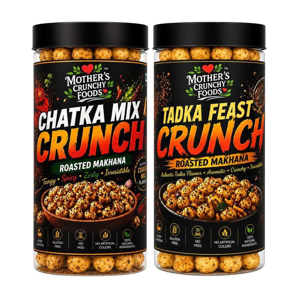 Chatka Mix Crunch Makhana + Tadka Feast Crunch Makhana Combo Pack of 2