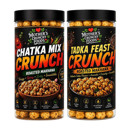 Chatka Mix Crunch Makhana + Tadka Feast Crunch Makhana Combo Pack of 2