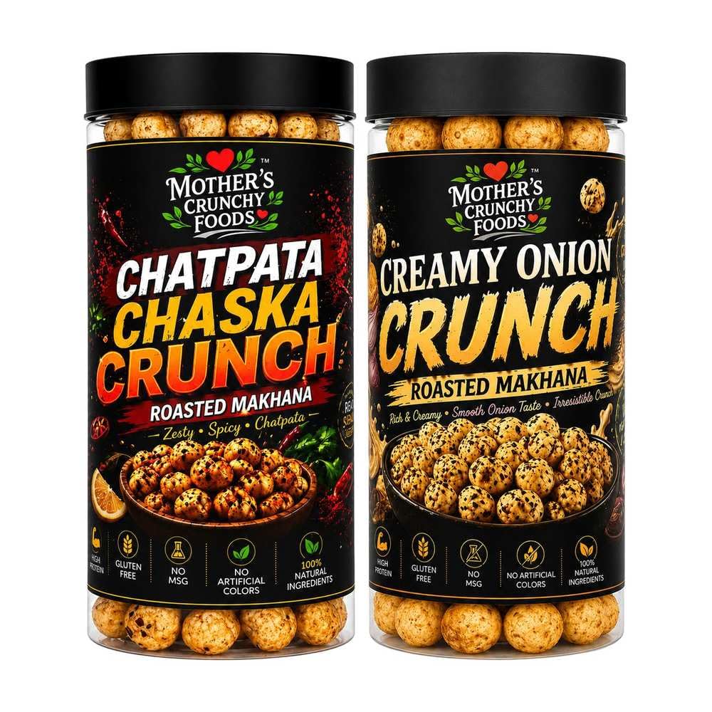 Chatpata Chaska Crunch Makhana + Creamy Onion Crunch Makhana Combo Pack of 2