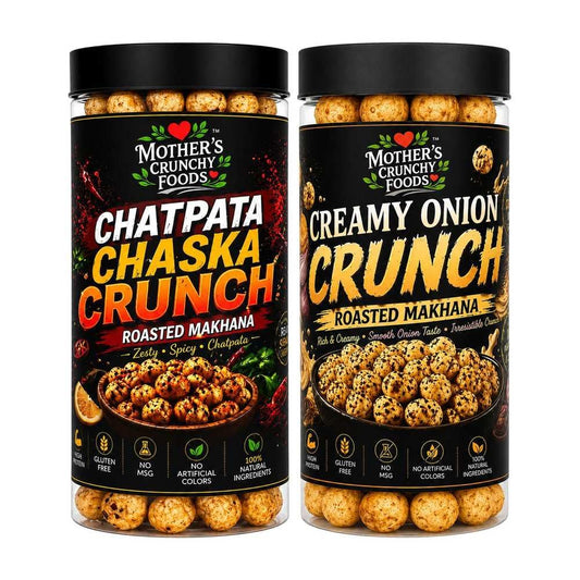 Chatpata Chaska Crunch Makhana + Creamy Onion Crunch Makhana Combo Pack of 2