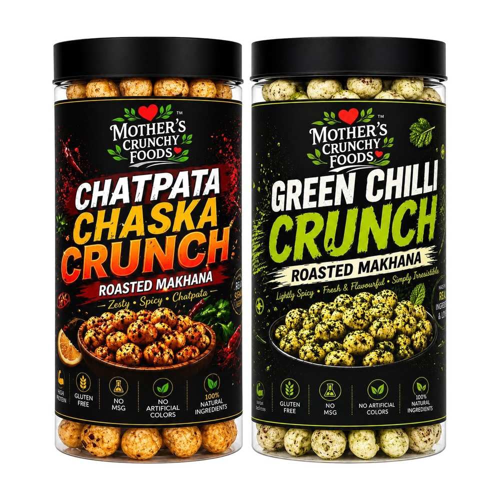 Chatpata Chaska Crunch Makhana + Green Chilli Crunch Makhana Combo Pack of 2