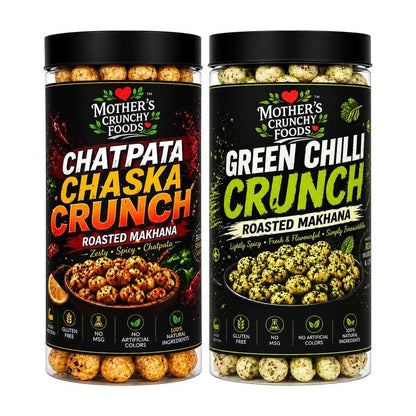 Chatpata Chaska Crunch Makhana + Green Chilli Crunch Makhana Combo Pack of 2