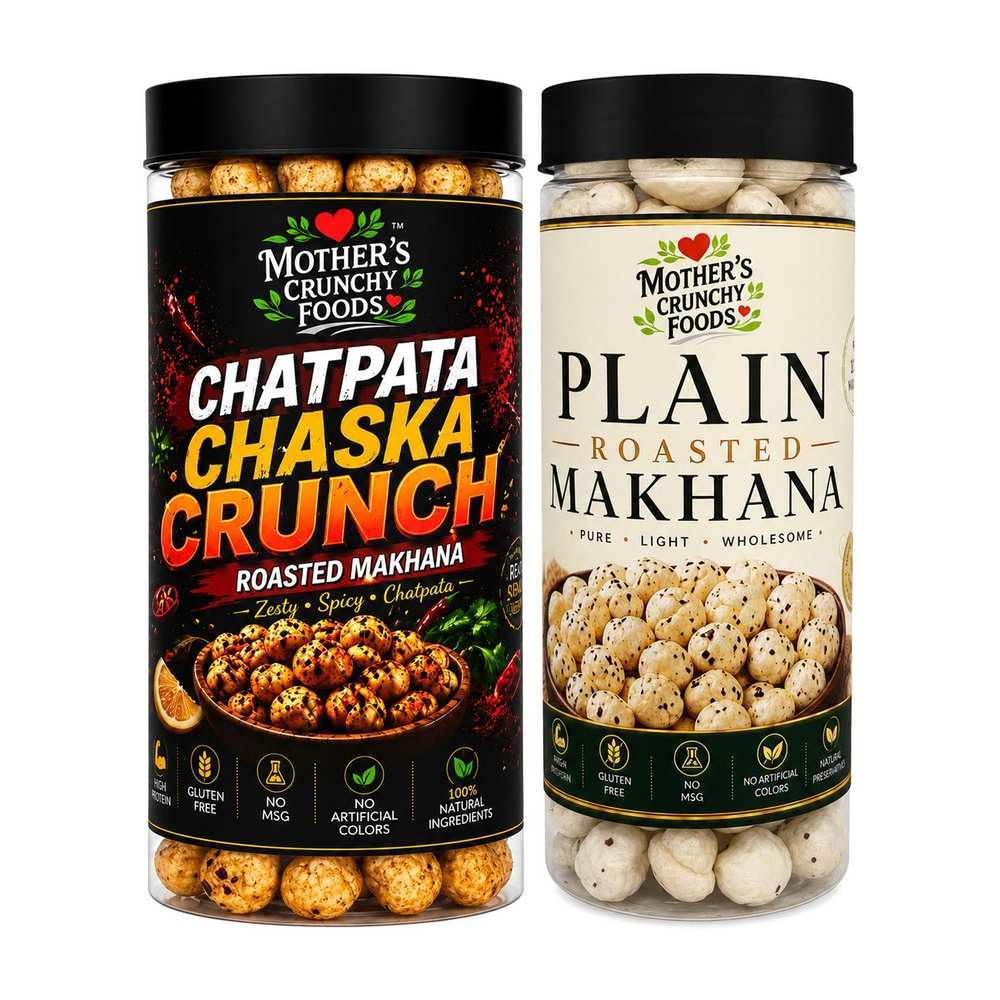 Chatpata Chaska Crunch Makhana + Plain Roasted Makhana Combo Pack of 2