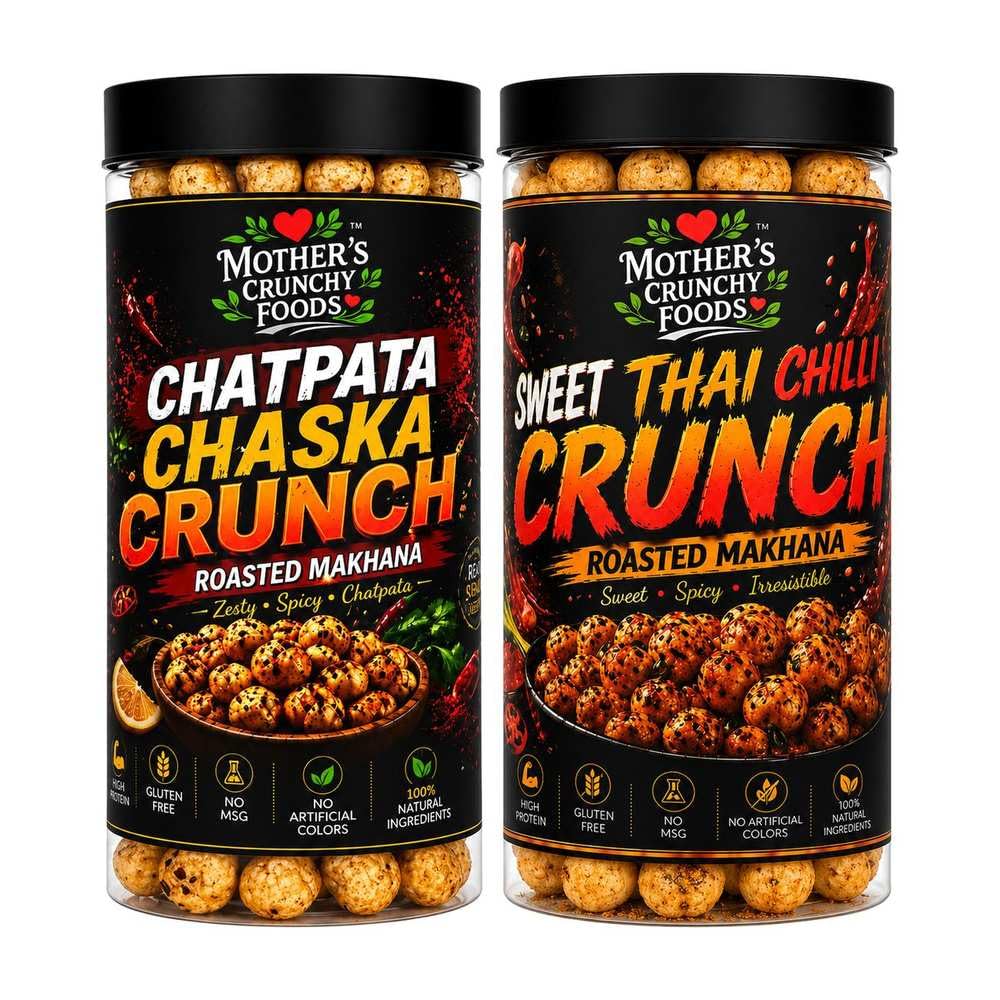 Chatpata Chaska Crunch Makhana + Sweet Thai Chilli Crunch Makhana Combo Pack of 2
