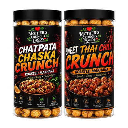 Chatpata Chaska Crunch Makhana + Sweet Thai Chilli Crunch Makhana Combo Pack of 2
