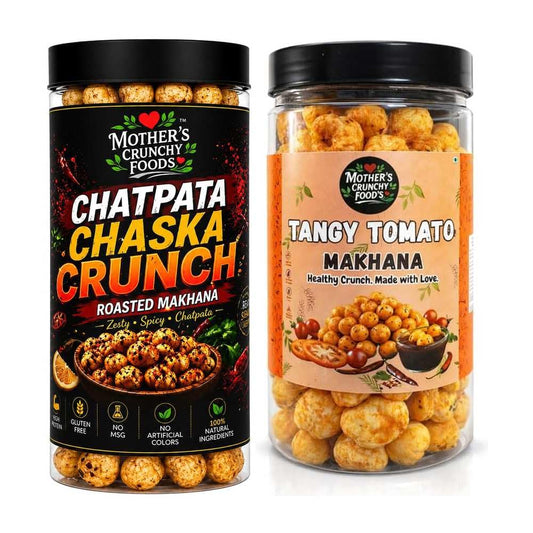 Chatpata Chaska Crunch Makhana + Tangy Tomato Makhana Combo Pack of 2