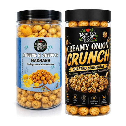 Cheese N Cheddar Makhana + Creamy Onion Crunch Makhana Combo Pack of 2