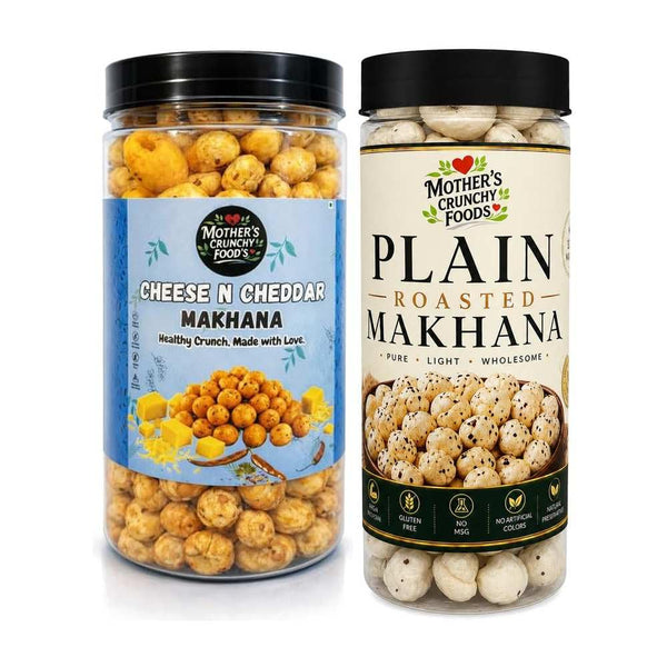 Cheese N Cheddar Makhana + Plain Roasted Makhana Combo Pack of 2