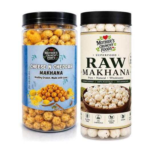 Cheese N Cheddar Makhana + Raw Makhana Combo Pack of 2