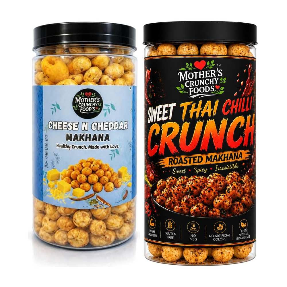 Cheese N Cheddar Makhana + Sweet Thai Chilli Crunch Makhana Combo Pack of 2