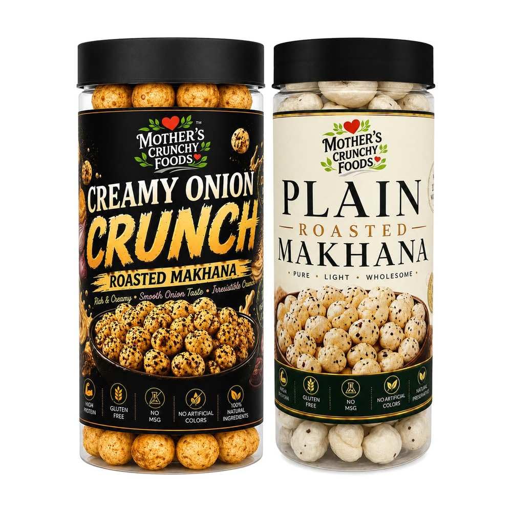 Creamy Onion Crunch Makhana + Plain Roasted Makhana Combo Pack of 2