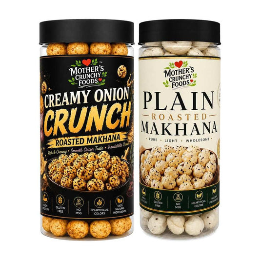 Creamy Onion Crunch Makhana + Plain Roasted Makhana Combo Pack of 2