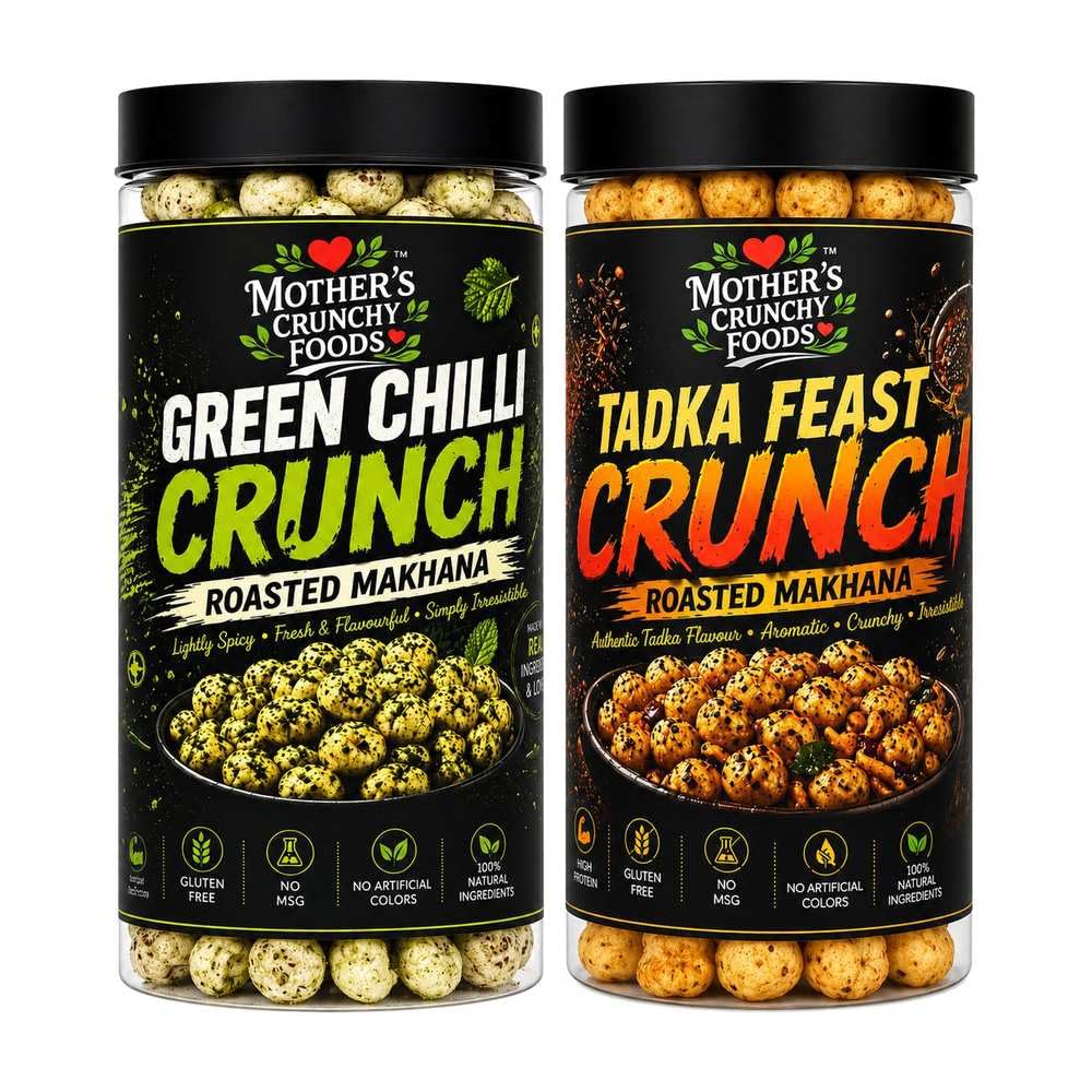 Green Chilli Crunch Makhana + Tadka Feast Crunch Makhana Combo Pack of 2