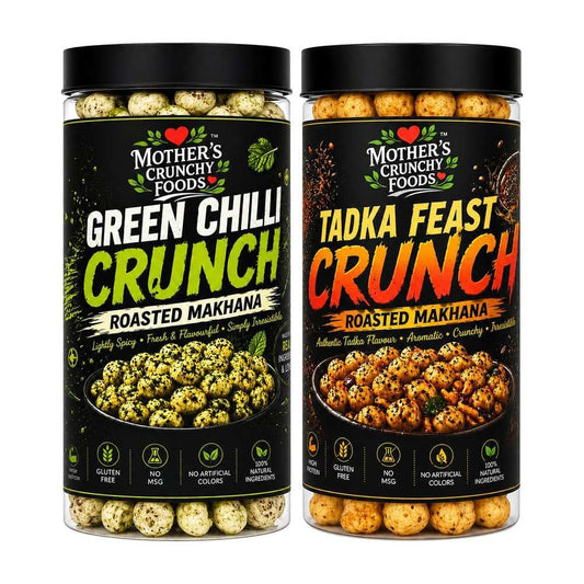 Green Chilli Crunch Makhana + Tadka Feast Crunch Makhana Combo Pack of 2