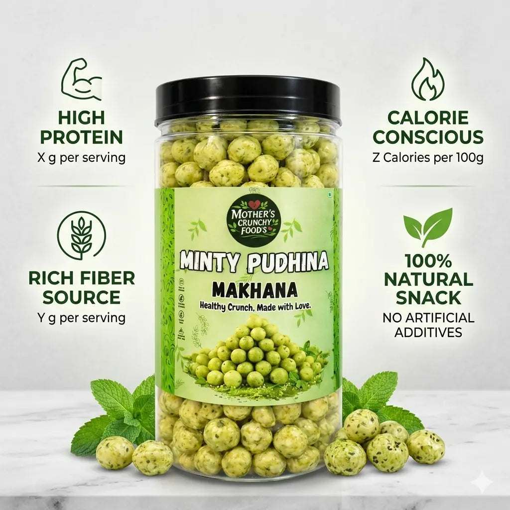 Minty Pudhina Makhana 60g | Roasted Foxnuts | Healthy Snack | Mother's Crunchy Foods