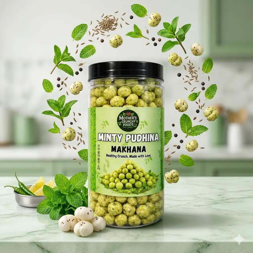 Minty Pudhina Makhana 60g | Roasted Foxnuts | Healthy Snack | Mother's Crunchy Foods