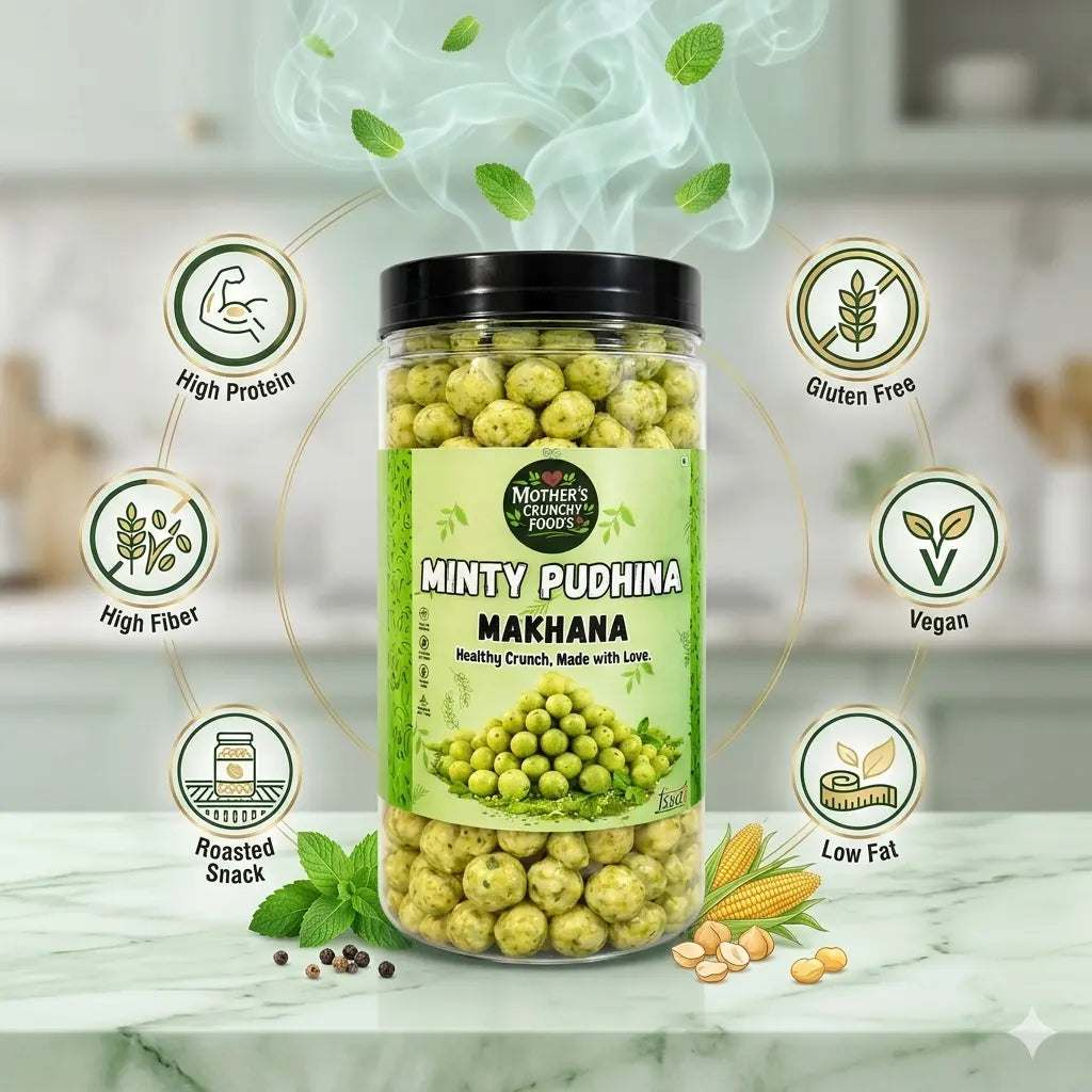 Minty Pudhina Makhana 60g | Roasted Foxnuts | Healthy Snack | Mother's Crunchy Foods