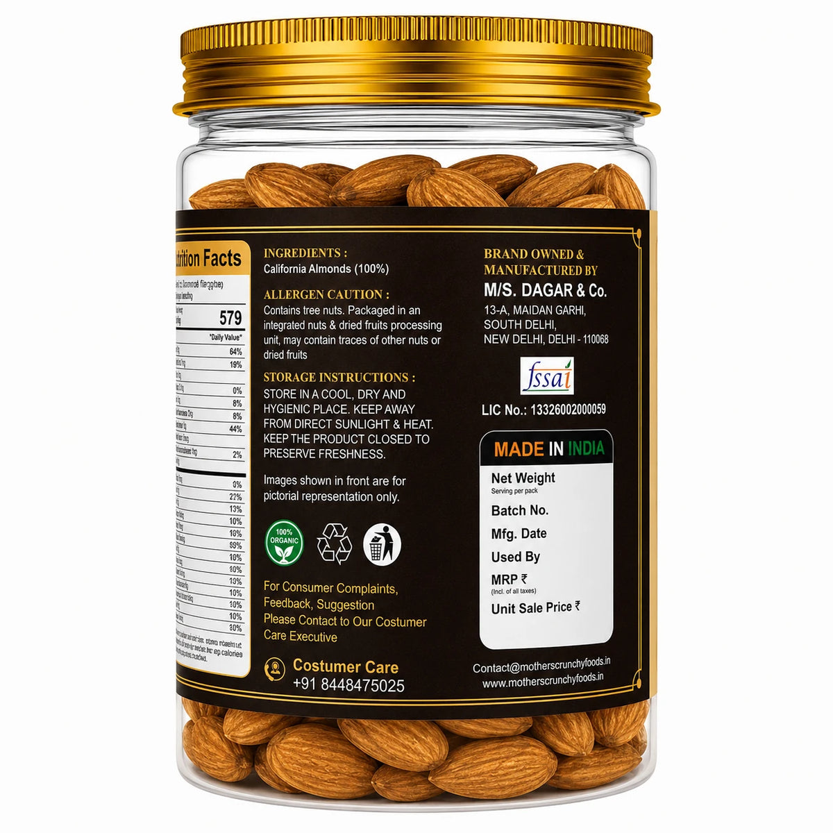Mother's Crunchy Foods almond royale california almonds nutrition facts ingredients label