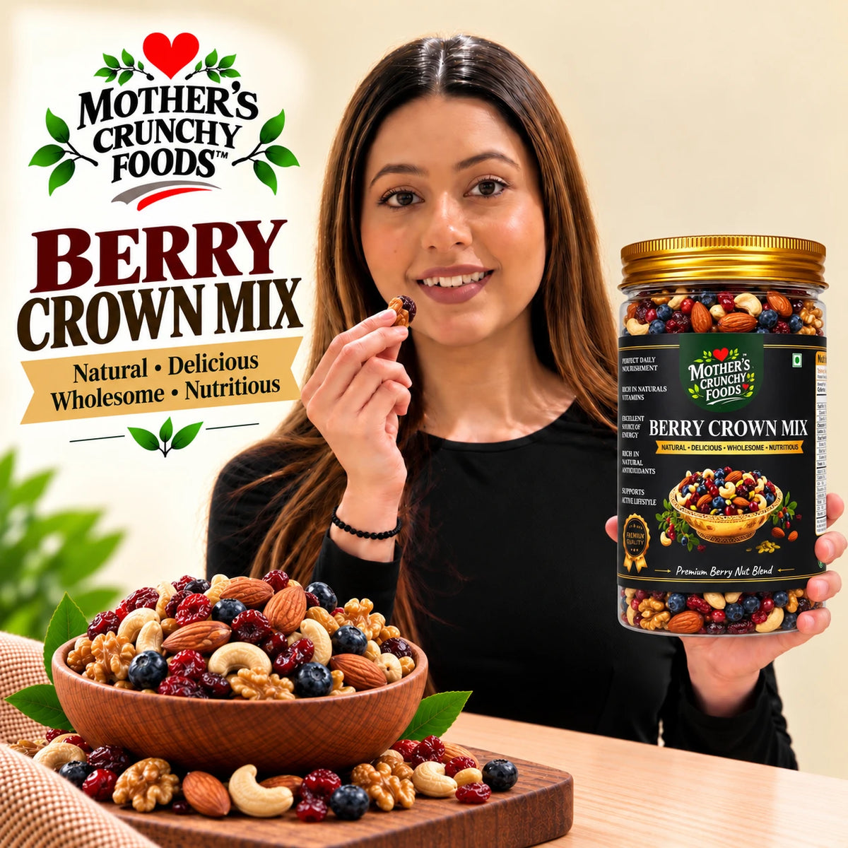 Mother's Crunchy Foods berry crown trail mix lifestyle scene 1