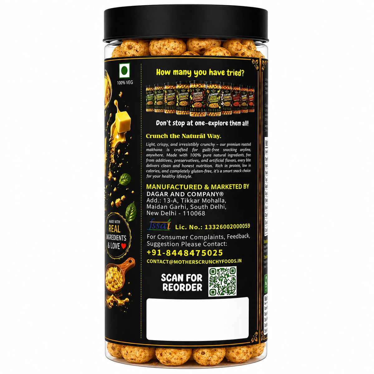 Mother's Crunchy Foods butter bliss roasted makhana back label brand story
