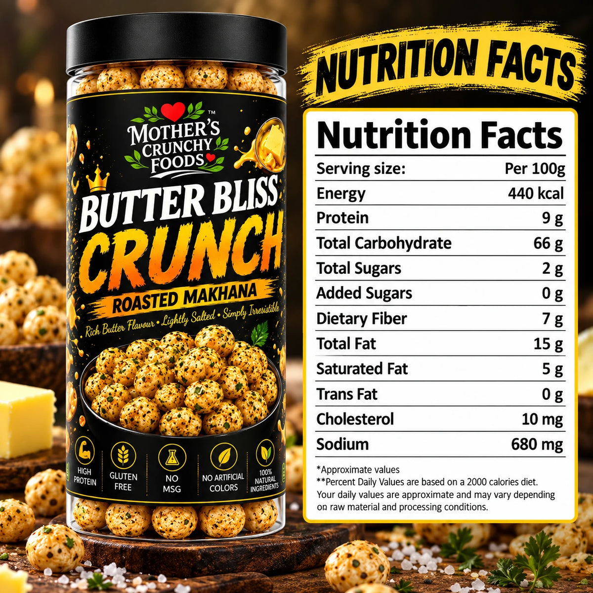 Mother's Crunchy Foods butter bliss roasted makhana lifestyle scene 4