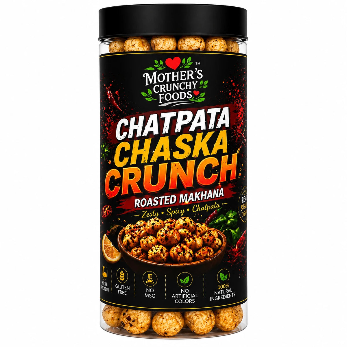 Mother's Crunchy Foods chatpata chaska roasted makhana front view pack