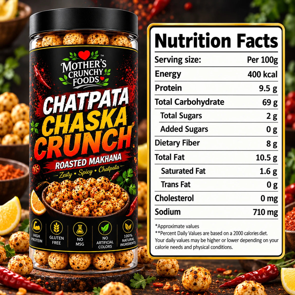 Mother's Crunchy Foods chatpata chaska roasted makhana lifestyle scene 1