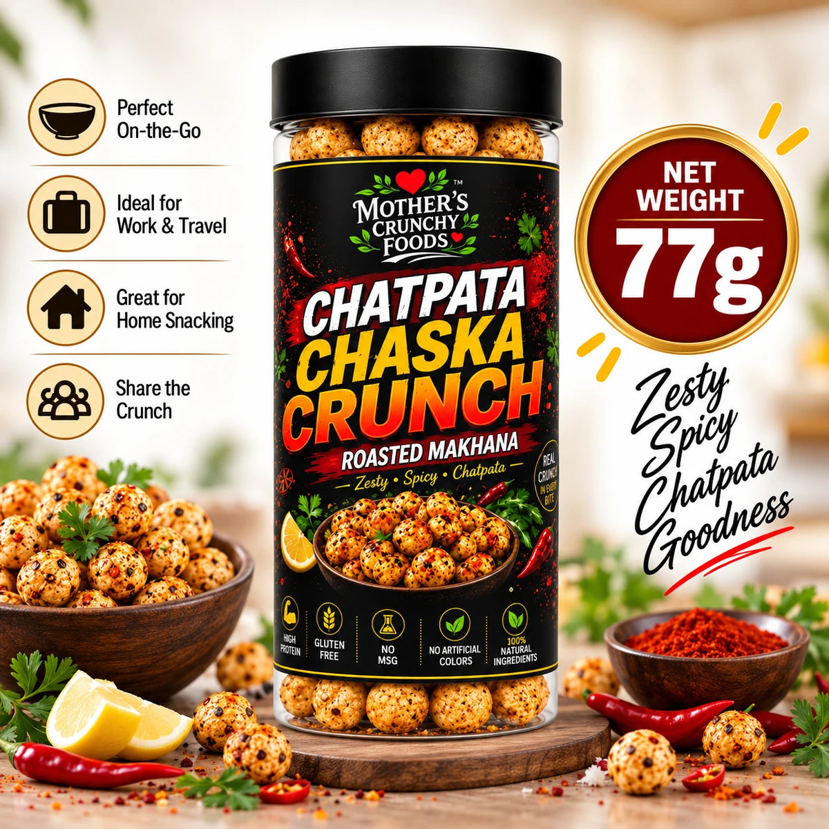 Mother's Crunchy Foods chatpata chaska roasted makhana lifestyle scene 2