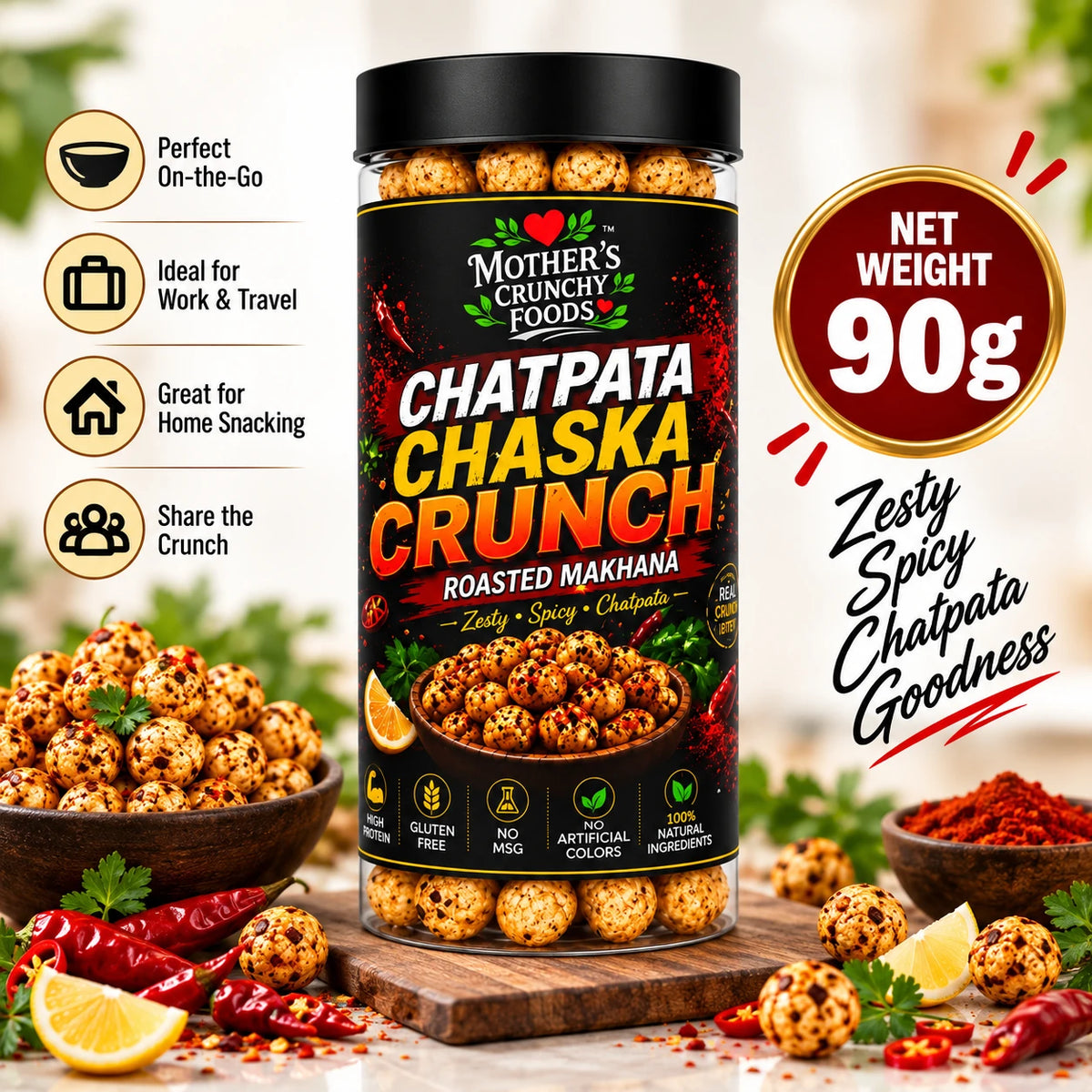Mother's Crunchy Foods chatpata chaska roasted makhana lifestyle scene 6