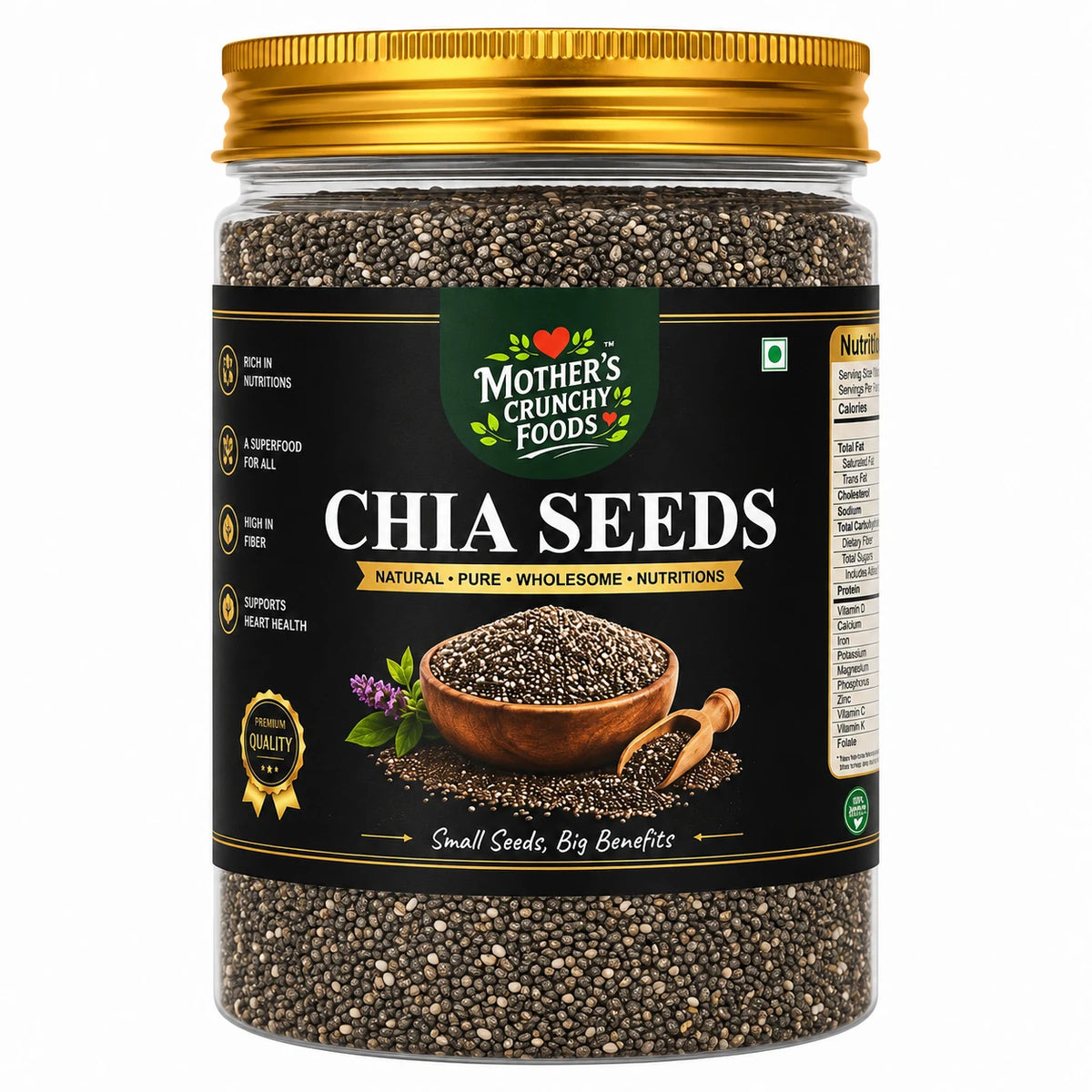 Mother's Crunchy Foods chia seeds front view pack