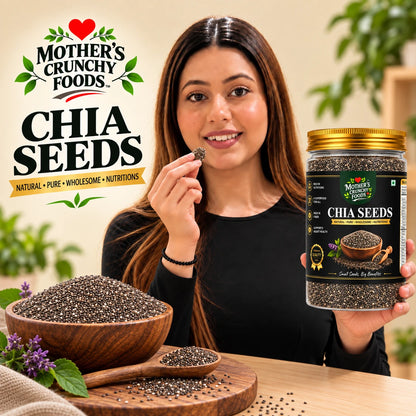 Mother's Crunchy Foods chia seeds model eating lifestyle shot