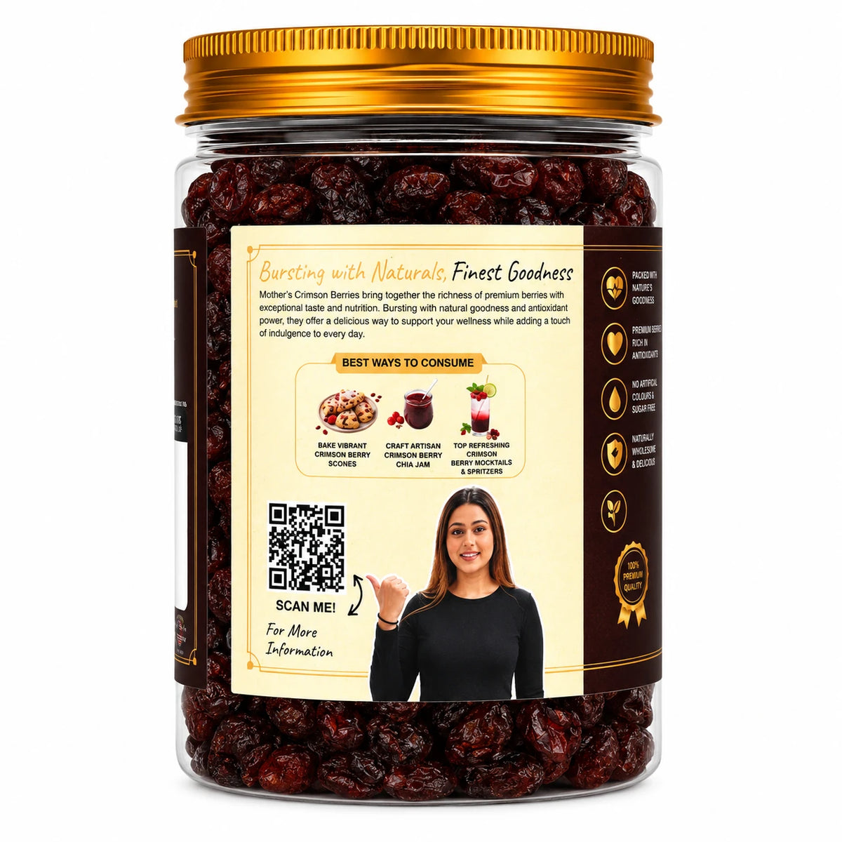 Mother's Crunchy Foods crimson berries back label qr recipe tips