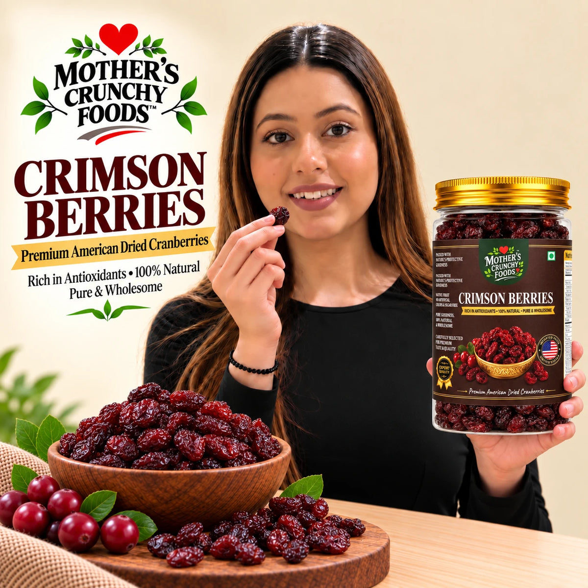 Mother's Crunchy Foods crimson berries net weight 300g lifestyle