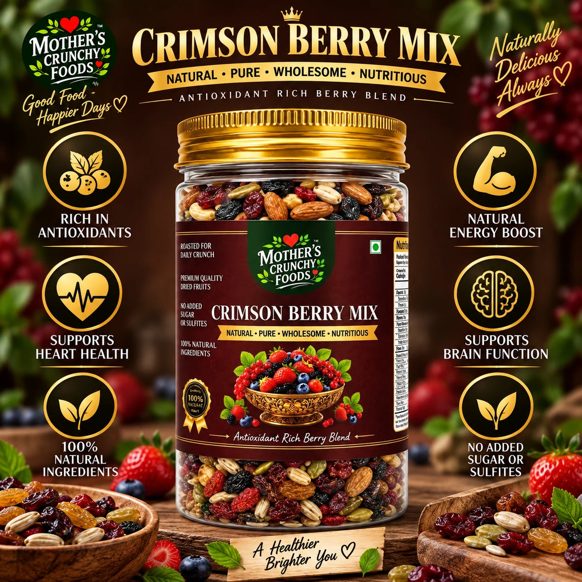 Mother's Crunchy Foods crimson berry trail mix lifestyle scene 4