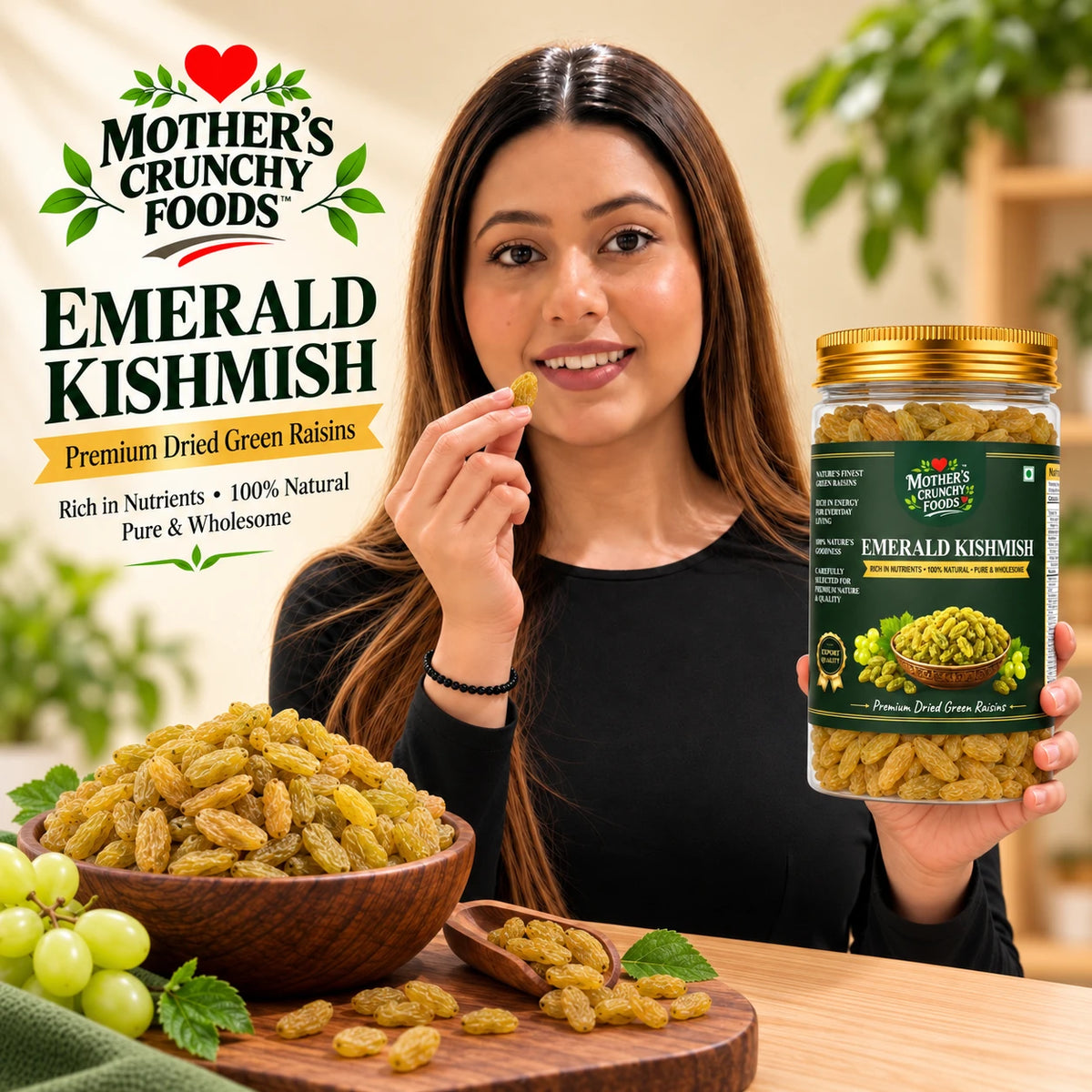 Mother's Crunchy Foods emerald kishmish green raisins lifestyle scene 1