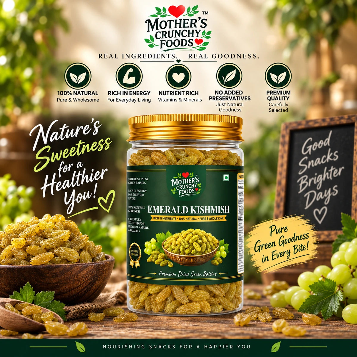 Mother's Crunchy Foods emerald kishmish green raisins lifestyle scene 2