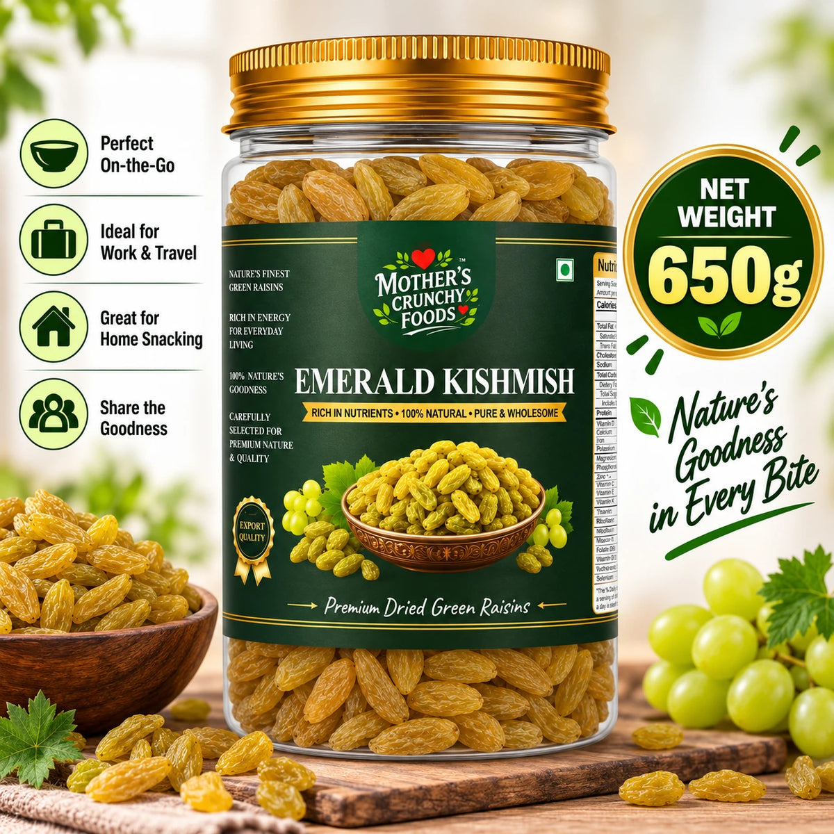 Mother's Crunchy Foods emerald kishmish green raisins lifestyle scene 3