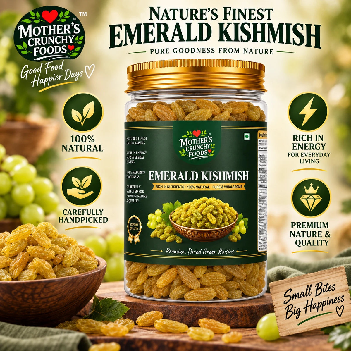 Mother's Crunchy Foods emerald kishmish green raisins lifestyle scene 4