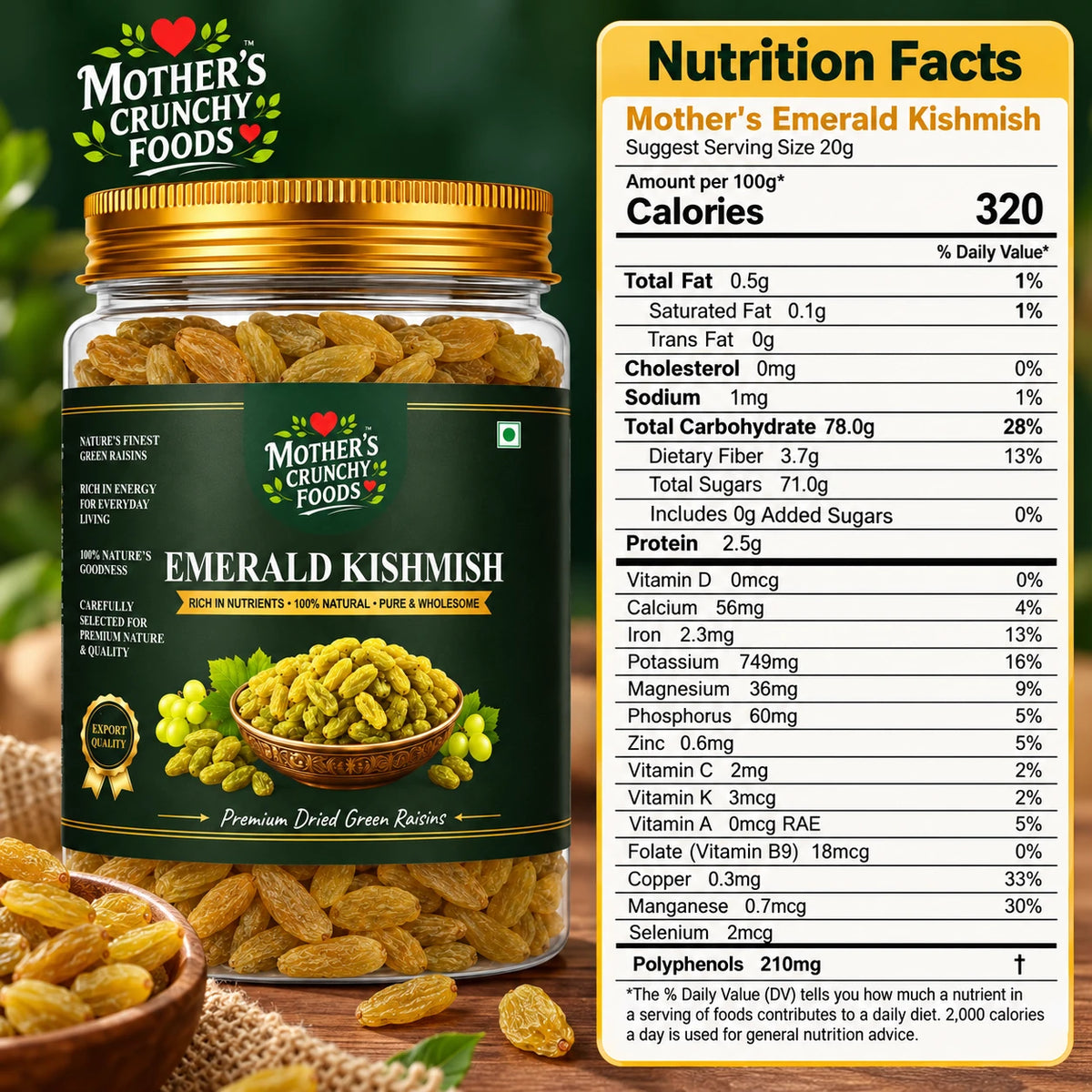 Mother's Crunchy Foods emerald kishmish green raisins lifestyle scene 6