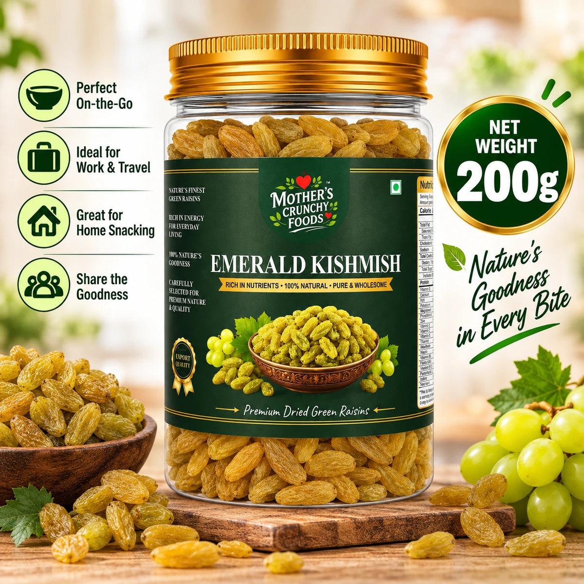 Mother's Crunchy Foods emerald kishmish green raisins lifestyle scene 7