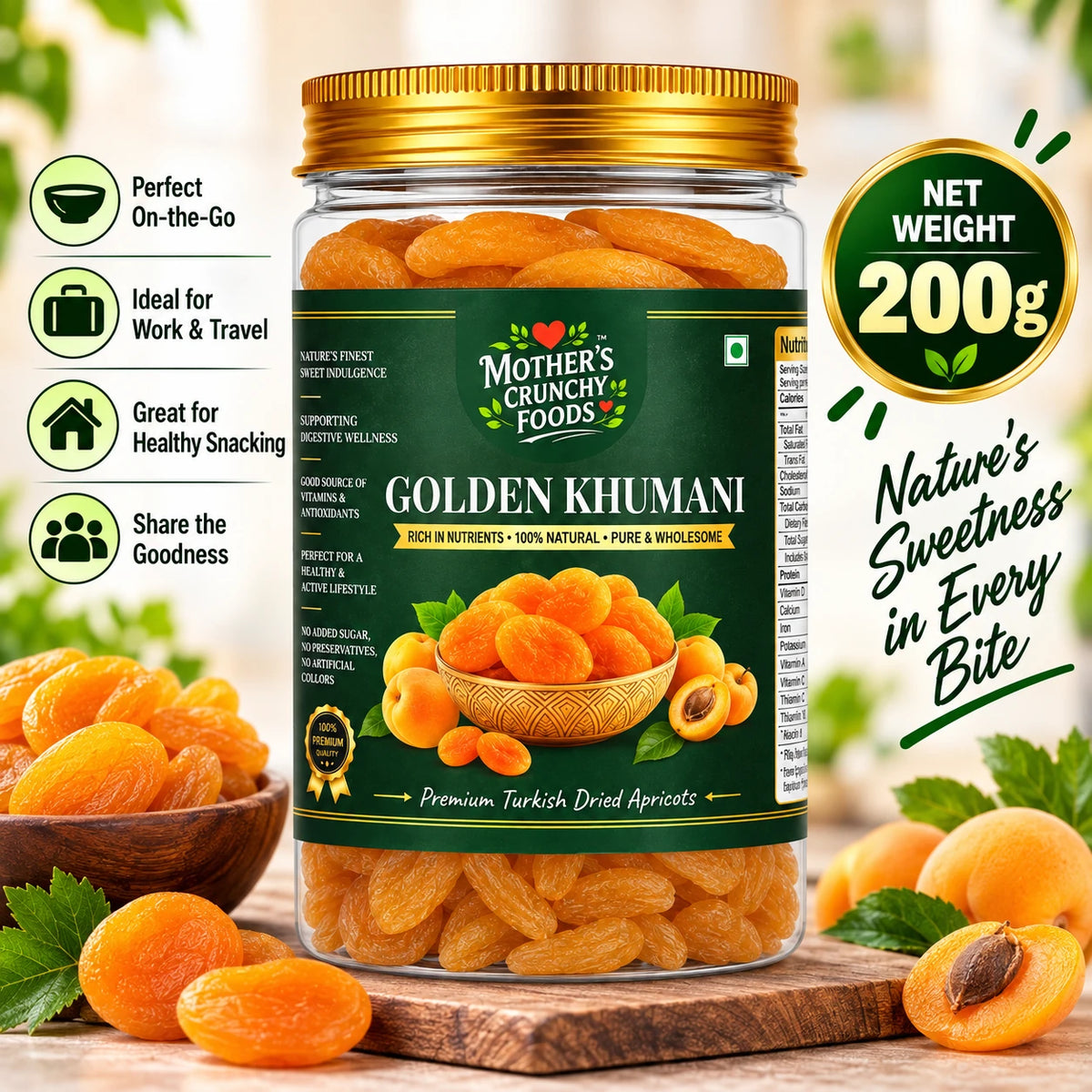 Mother's Crunchy Foods golden khumani dried apricots lifestyle benefits scene