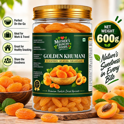 Mother's Crunchy Foods golden khumani dried apricots net weight 300g lifestyle