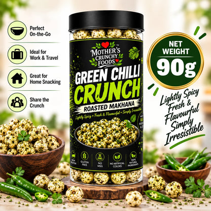 Mother's Crunchy Foods green chilli roasted makhana lifestyle scene 5