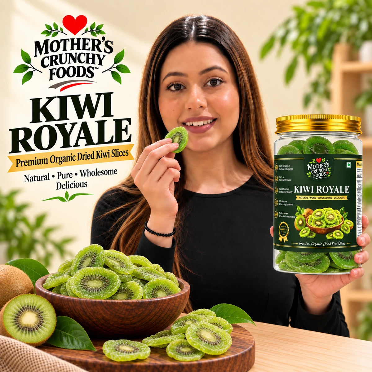 Mother's Crunchy Foods kiwi royale dried kiwi slices lifestyle scene 1
